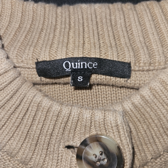 Quince 100% Organic Cotton Cropped Cardigan in Camel Size S - Picture 3 of 4